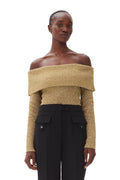 Sparkle Doubleface Off Shoulder Blouse - Gold