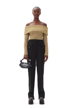 Sparkle Doubleface Off Shoulder Blouse - Gold
