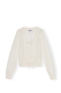 Light Mohair Tie String Cardigan - Egret