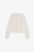 Light Mohair Tie String Cardigan - Egret