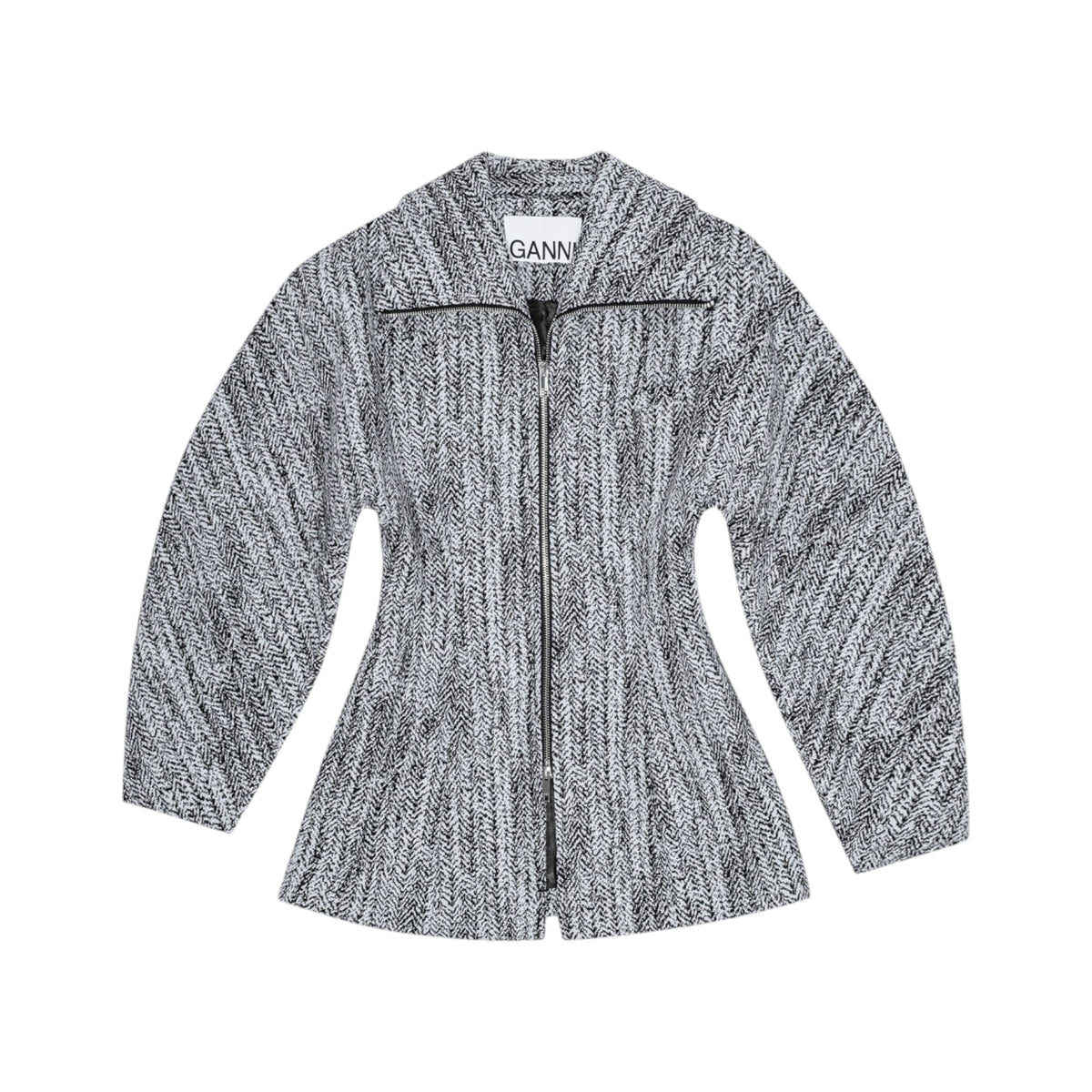 Cotton Tweed Curve Sleeve Jacket - Celestial Blue