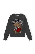 Graphic Wool Mix Bear Crewneck - Gray Quill