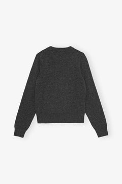 Graphic Wool Mix Bear Crewneck - Gray Quill