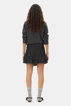 Graphic Wool Mix Bear Crewneck - Gray Quill