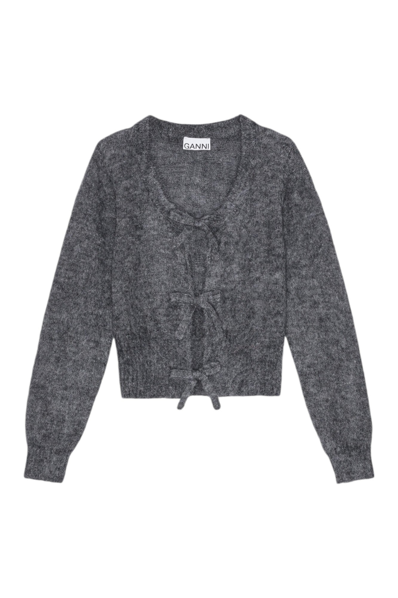 Ganni - Gensere - Light Mohair Tie String Cardigan - Paloma Melange ...