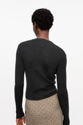Mini Ribbed Merino Cardigan - Phantom