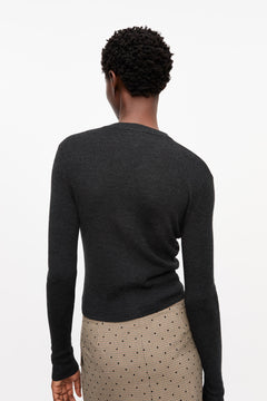Mini Ribbed Merino Cardigan - Phantom