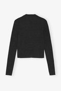 Mini Ribbed Merino Cardigan - Phantom