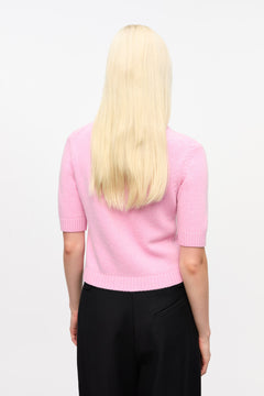 Future Wool Mix Short Sleeve Cardigan - Primrose Pink