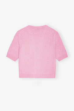 Future Wool Mix Short Sleeve Cardigan - Primrose Pink