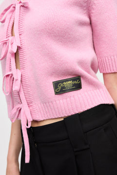 Future Wool Mix Short Sleeve Cardigan - Primrose Pink
