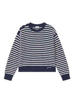 Cotton Wool Stripe Sweater - Sky Captain