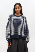 Cotton Wool Stripe Sweater - Sky Captain