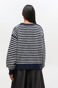 Cotton Wool Stripe Sweater - Sky Captain