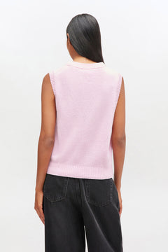 Graphic Wool Mix Pink Puppy Love Vest - Chalk Pink