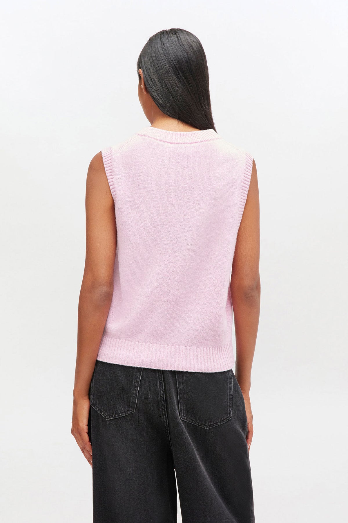 Graphic Wool Mix Pink Puppy Love Vest - Chalk Pink