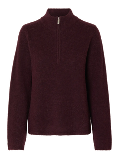 Lulu Ls Knit Half Zip - Fig Melange