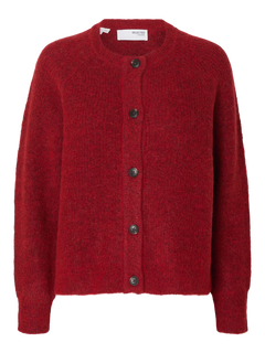 Lulu Ls Knit Short Cardigan - Equestrian Red Melange