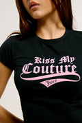 Kiss My Couture Capped Baby Sleeve Tshirt - Black
