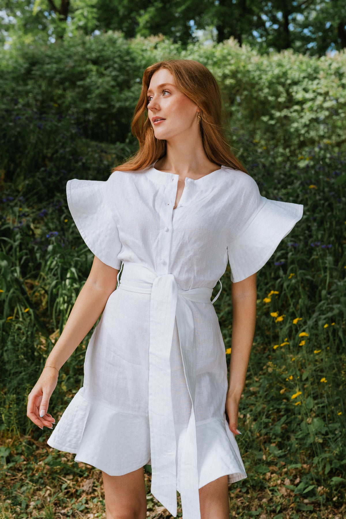 Fia Linen Dress - White