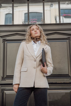 Brooklyn Blazer - Cream Herringbone