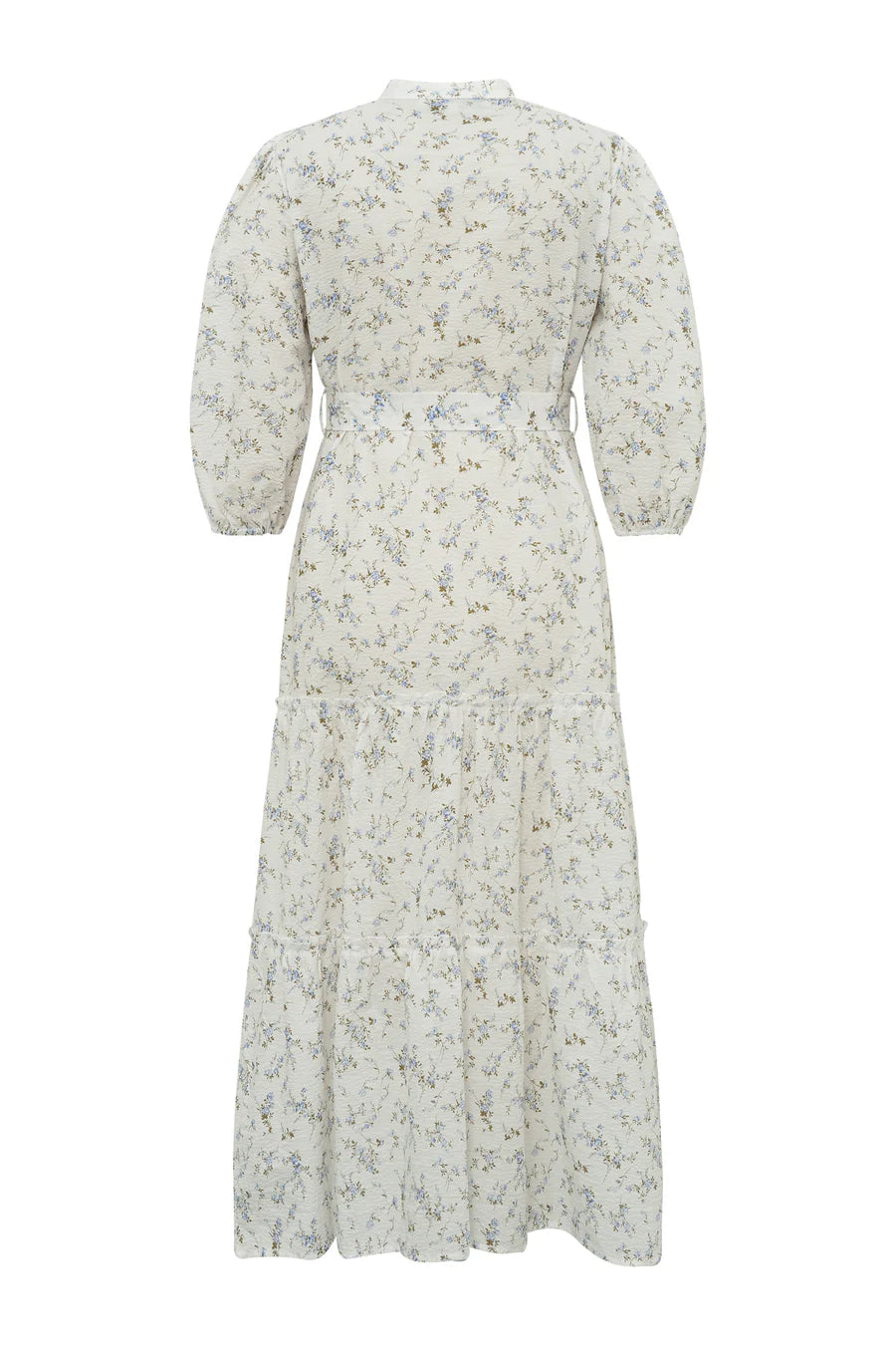 Kate Long Dress - Off White/Blue