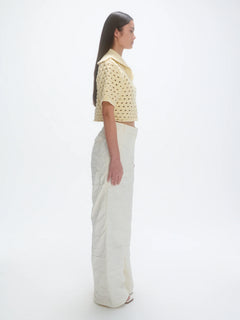 Knitted Short Sleeve Polo - Eggshell