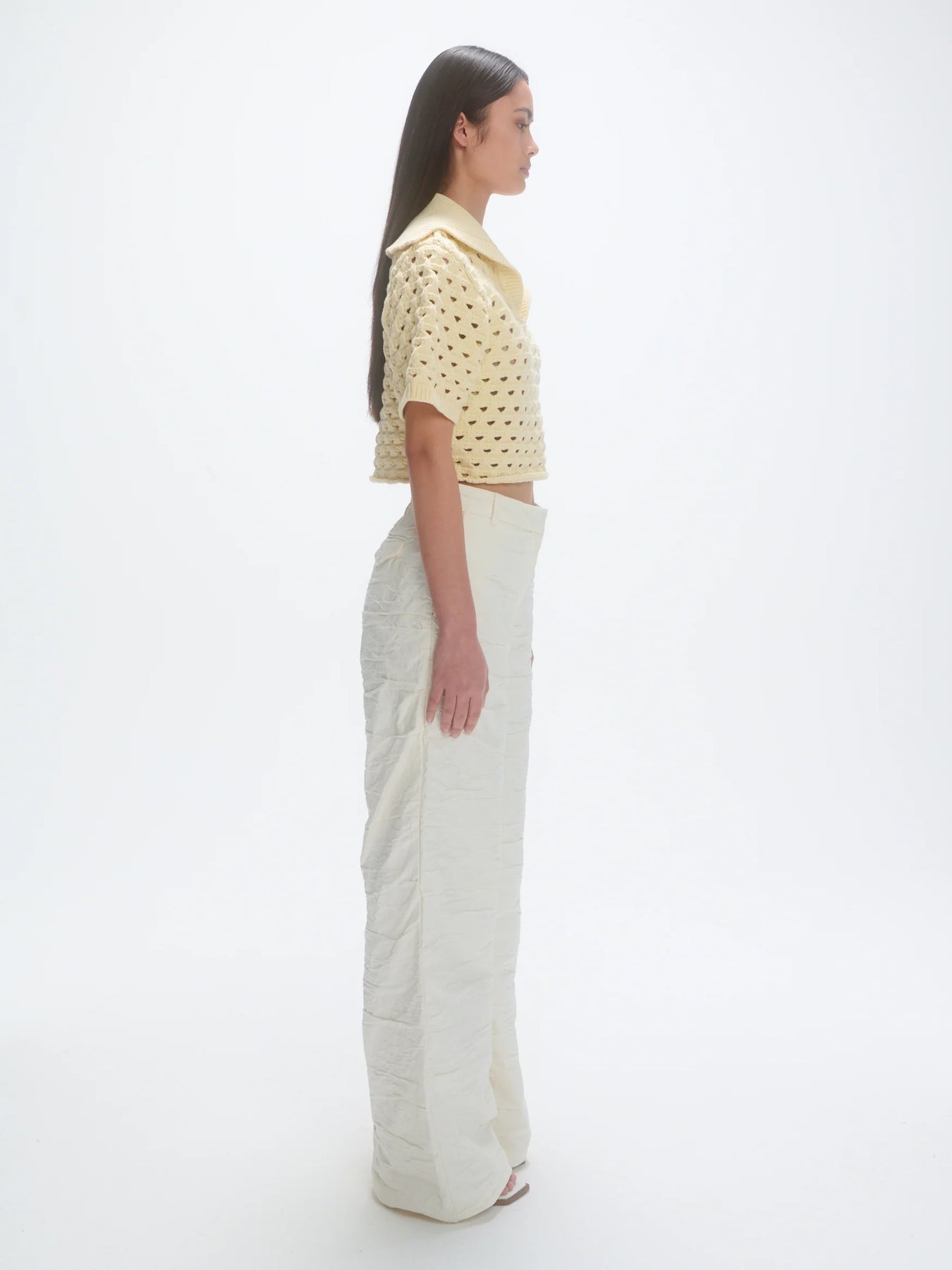 Knitted Short Sleeve Polo - Eggshell