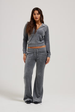 Robertson Classic Velour Zip Hoodie - Charcoal Marl