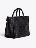 Angel Tote Wings Cow Burnish - Noir