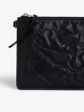 Angel Pouch Wings Cow Burnish - Noir