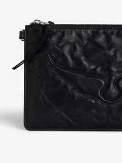 Angel Pouch Wings Cow Burnish - Noir