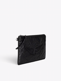 Angel Pouch Wings Cow Burnish - Noir