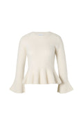 Leandra Alpaca Blend Peplum Top - Vanilla