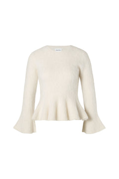 Leandra Alpaca Blend Peplum Top - Vanilla