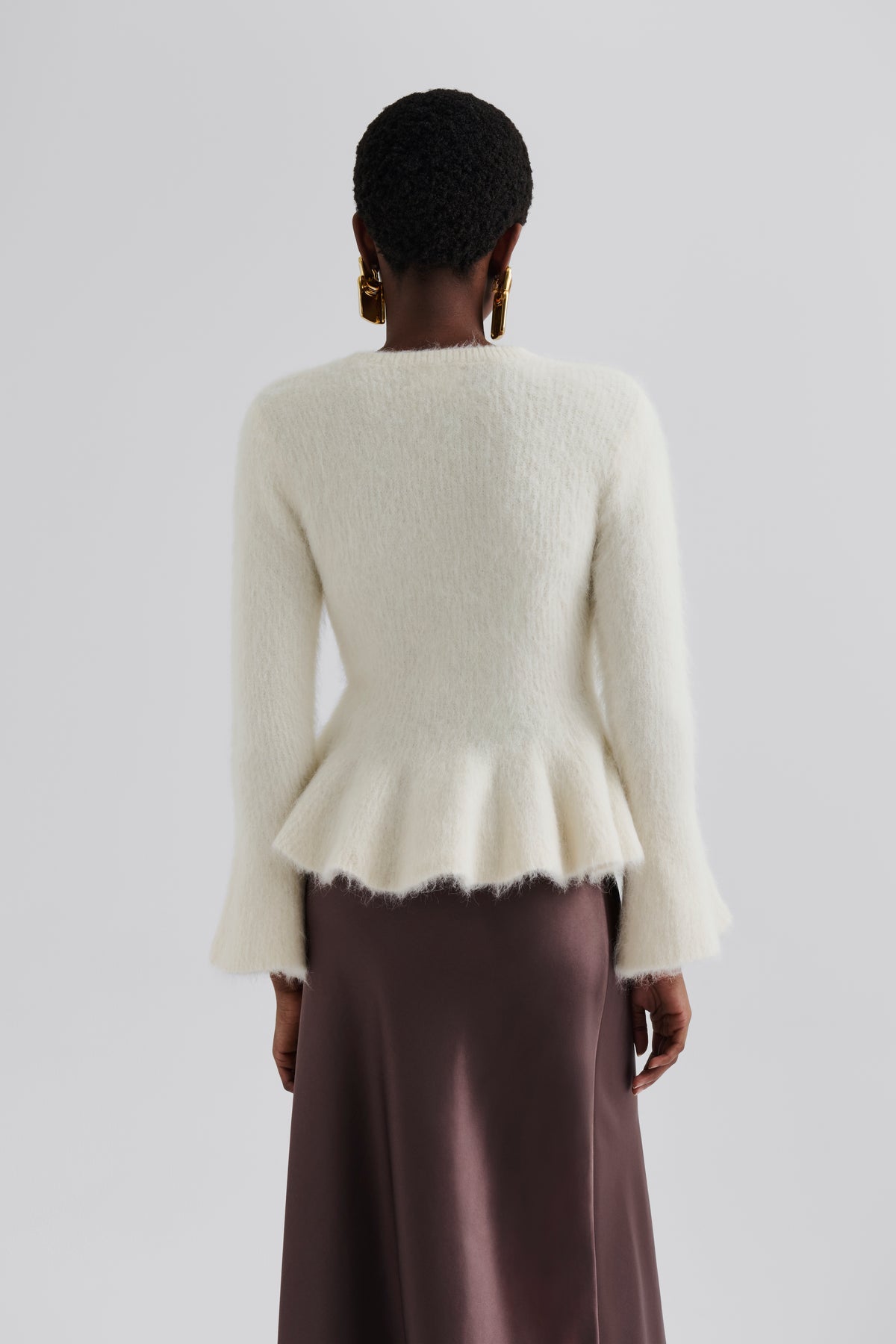 Leandra Alpaca Blend Peplum Top - Vanilla