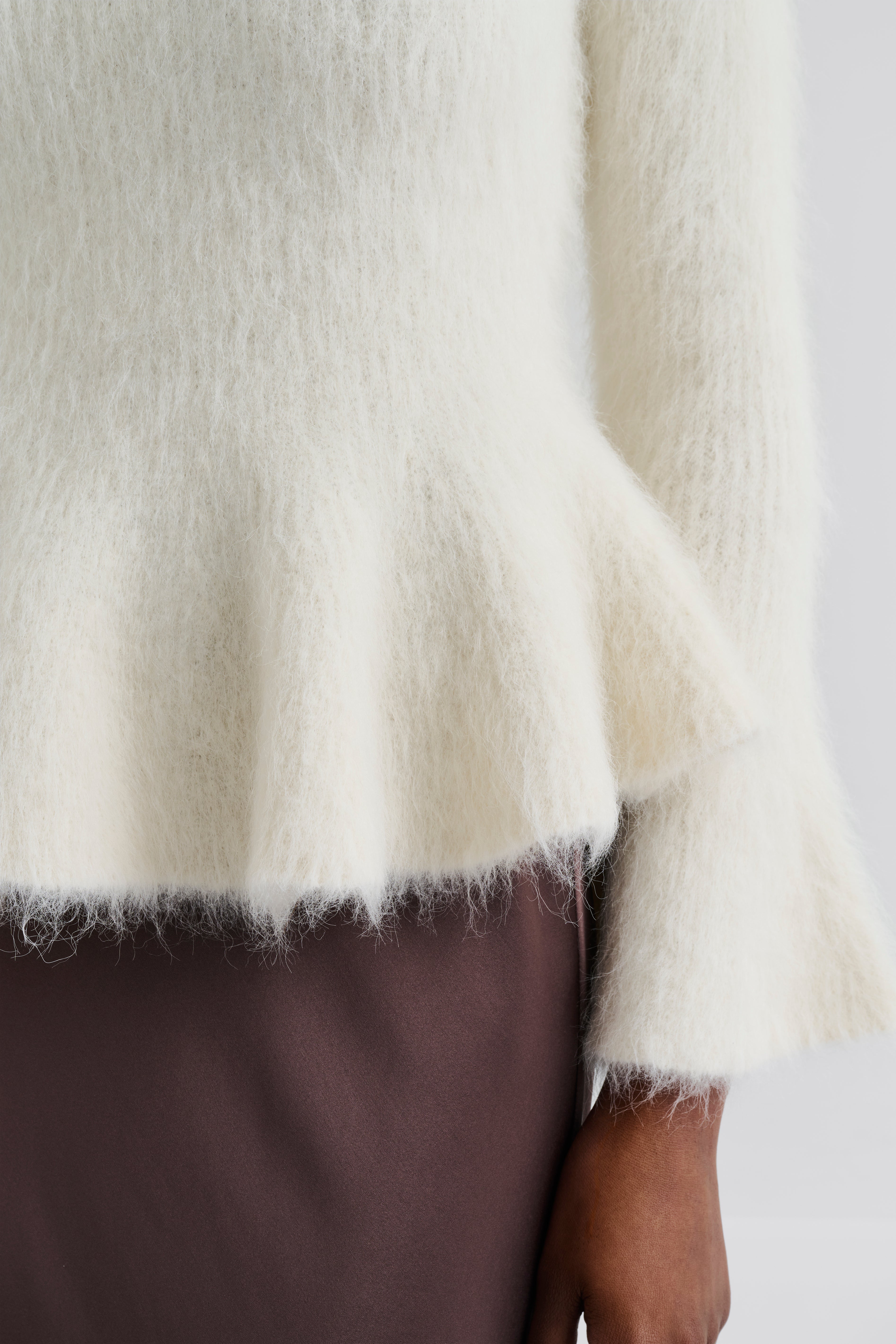 Leandra Alpaca Blend Peplum Top - Vanilla