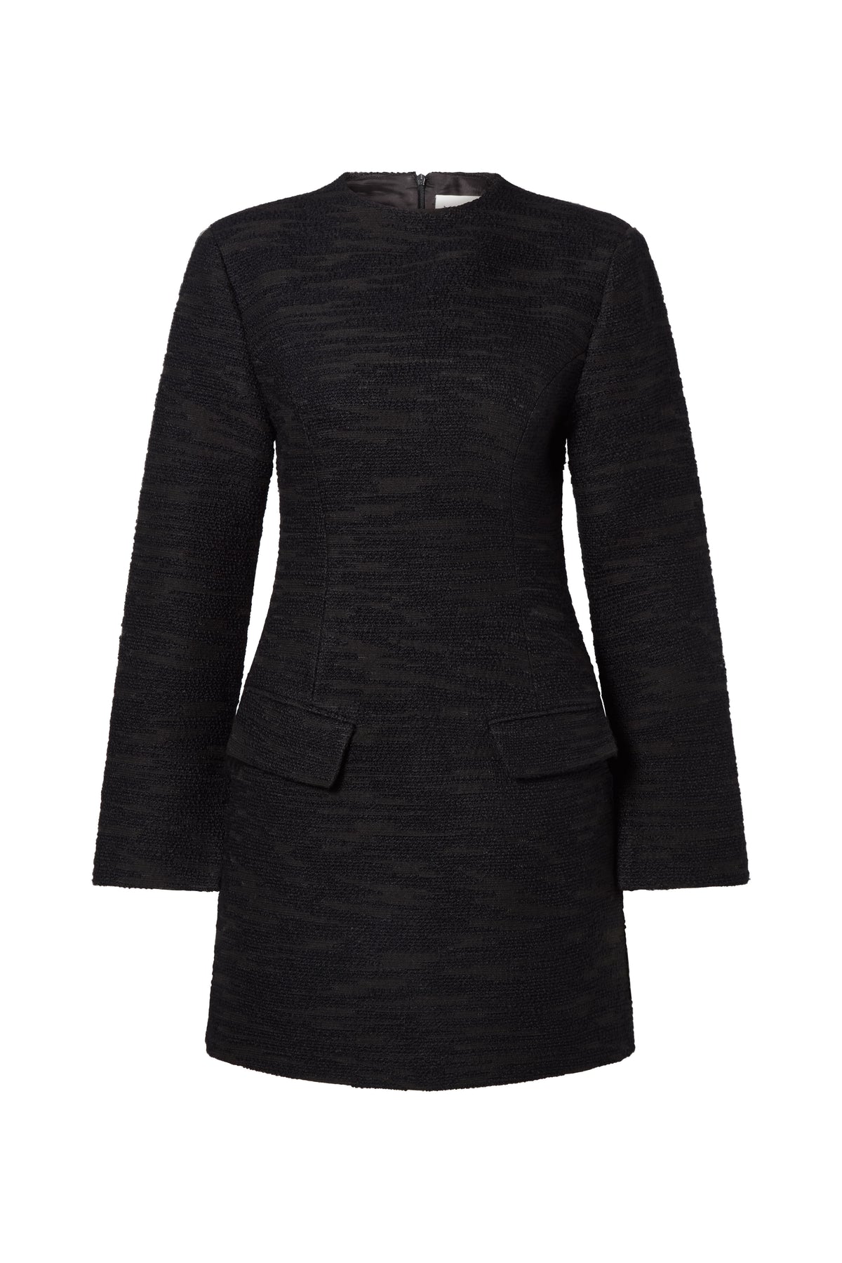 Leanna Boucle High Neck Mini Dress - Black
