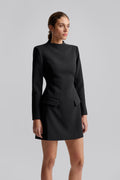 Leanna High Neck Mini Dress - Black