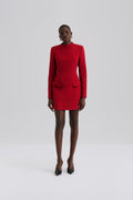 Leanna High Neck Mini Dress - Deep Red