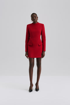 Leanna High Neck Mini Dress - Deep Red