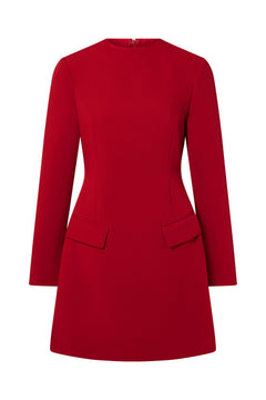 Leanna High Neck Mini Dress - Deep Red