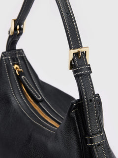 Liveri Grained Calf - Black/Contrast Stitch