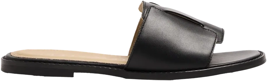 Isabella Leather Slider - Black