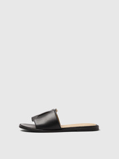 Isabella Leather Slider - Black