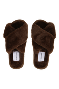 Lou Faux Fur Slippers - Chocolate Brown