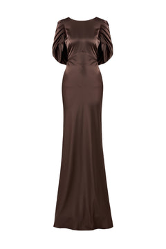 Louise Draped Back Maxi Dress - Chocolate