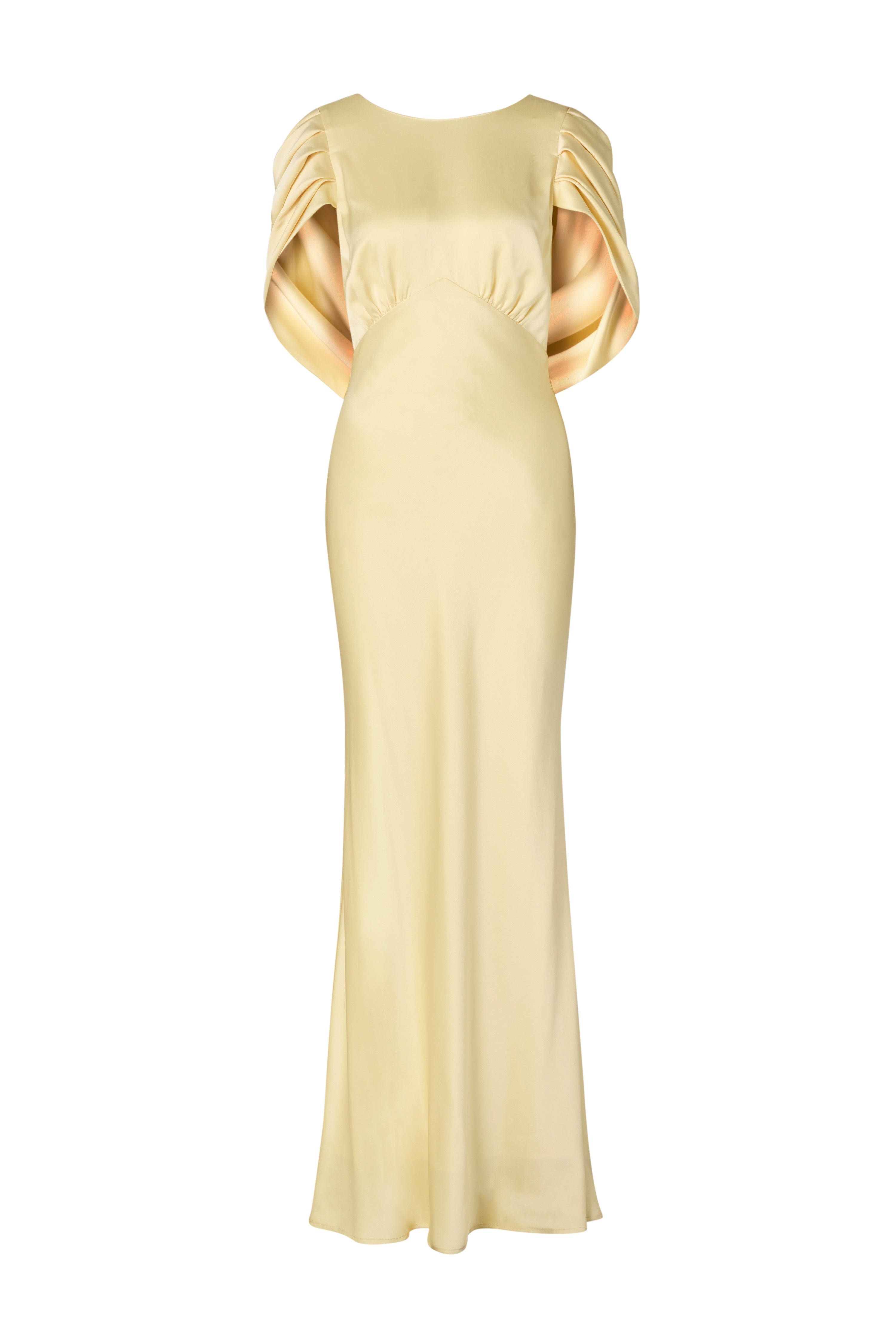 Louise Draped Back Maxi Dress - Lemon