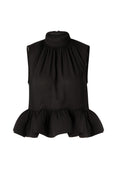 Lune Halterneck Frilled Hem Blouse - Black
