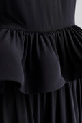 Lune Halterneck Frilled Hem Blouse - Black